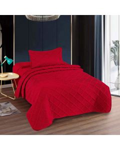 Cuvertură pat uni o persoană + o față pernă (roșu)