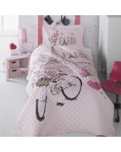 Cuvertură de pat Clasy-matlasată o persoană-PARIS LOVE