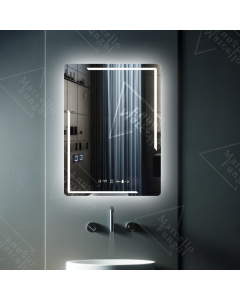 Oglinda led touch cu sistem dezaburire si ceas 80x60cm