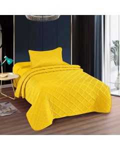 Cuvertură pat uni o persoană + o față pernă (galben)